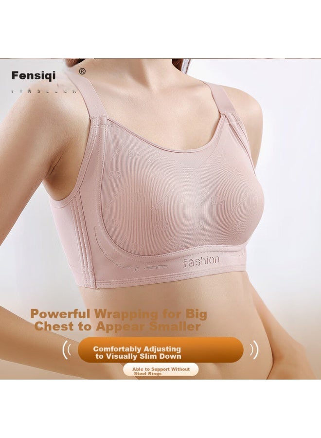 Finseech Strapless High Side Ratio Breast Reduction Bra Thin Cup Plus Size Breathable Underwear Rose Grey 80bcd - Image 1