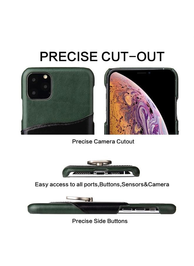 FIERRE SHANN - Case For iPhone 11 Fierre Shann Oil Wax Texture Genuine Leather Back Cover Case with 360 Degree Rotation Holder & Card Slot - Image 1