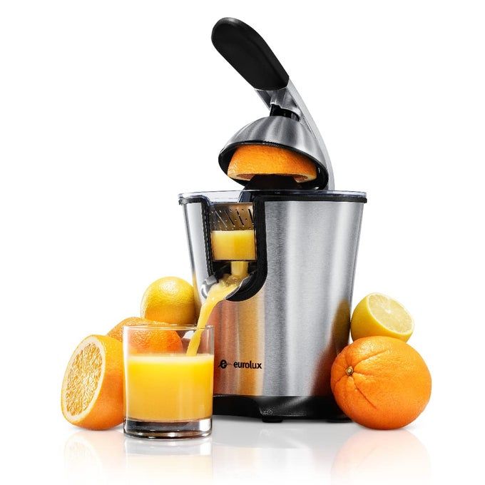 EUROLUX Electric orange juicer squeezer | Pro Stainless Steel Citrus Juicer with Soft Grip Handle for Effortless Juicing, Also Fits Lime & Grapefruit Auto Shutoff, Dishwasher-safe Parts, Pulp Control - Image 1