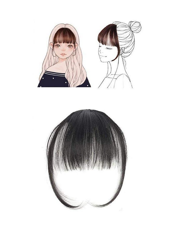 URBANMAC Clip On Clip In Front Hair Bang Fringe Hair Extension Piece Thin Extension for Women and Girls (Natural Color) - Image 1