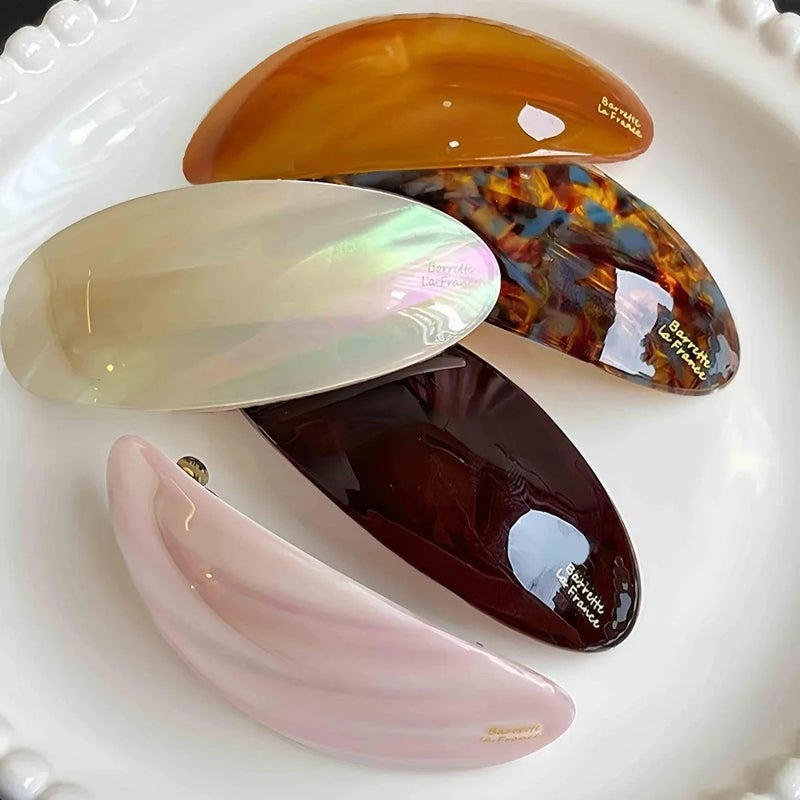 1/5Pcs Acetic Oval Hair Clips Vintage Ponytail Holder Spoon Clip Spring Hairpins Women Korean Large Spoon Top Clips Headwear - Image 1