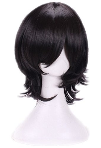 ANESHE Men's Short Layered Hair Anime Cosplay Wig Party Wig (Black) - Image 4