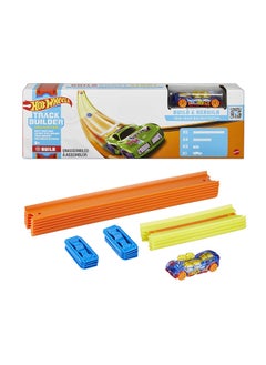 Hot Wheels Track Builder Unlimited Basic Track Pack Starter Set for Add-On Builds with 10 Track Pieces, 9 Connectors & One 1:64 Scale Hot Wheels  Car for Kids Aged 6 Years Old & Up  - Image 1