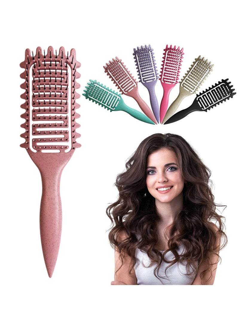 فرشاة تحديد الشعر المجعد، فرشاة شعر مجعد 2024، فرشاة شعر بفتحات تهوية لفك تشابك الشعر وتشكيله وتحديد تجعيدات الشعر للنساء والرجال، سحب أقل (أحمر وردي) - Image 1