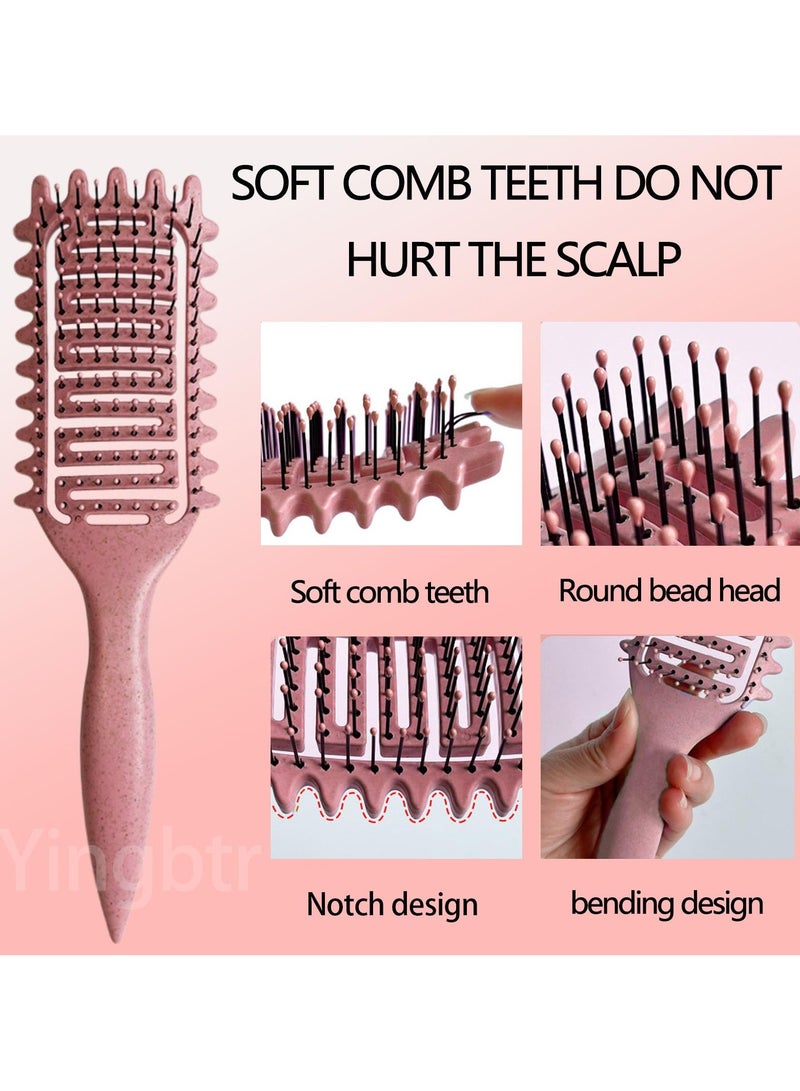 فرشاة تحديد الشعر المجعد، فرشاة شعر مجعد 2024، فرشاة شعر بفتحات تهوية لفك تشابك الشعر وتشكيله وتحديد تجعيدات الشعر للنساء والرجال، سحب أقل (أحمر وردي) - Image 2