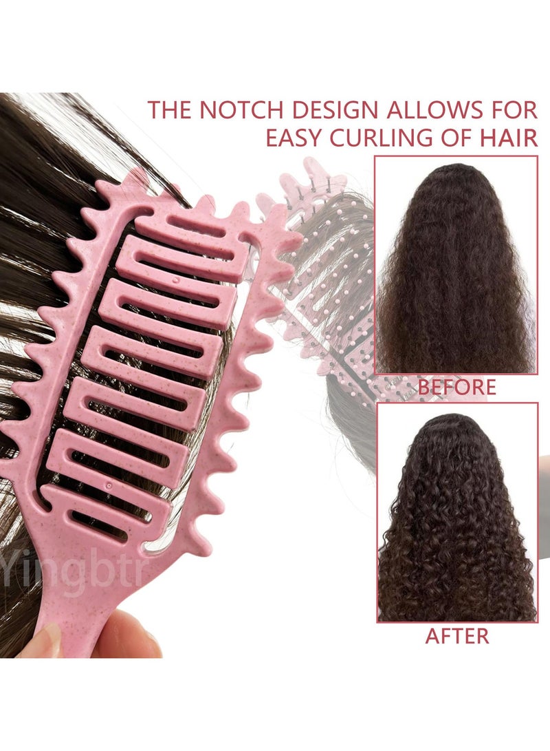 فرشاة تحديد الشعر المجعد، فرشاة شعر مجعد 2024، فرشاة شعر بفتحات تهوية لفك تشابك الشعر وتشكيله وتحديد تجعيدات الشعر للنساء والرجال، سحب أقل (أحمر وردي) - Image 3