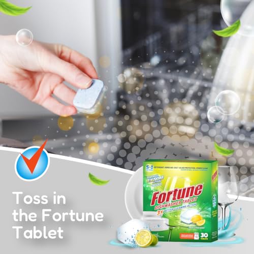 Fortune 5-in-1 Dishwasher Tablets|180 Tablets | 30 Tablets(Pack of 6) | Enzyme Powered Cleaning for Indian Cooking | Removes Oil, Masala, Tea & Coffee Stains| With Rinse Aid, Salt & Glass Protection - Image 5