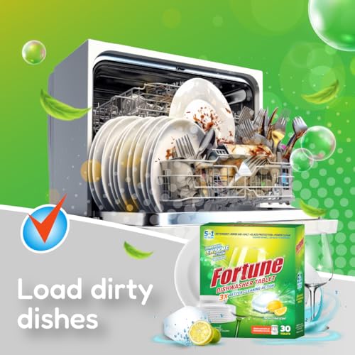 Fortune 5-in-1 Dishwasher Tablets|180 Tablets | 30 Tablets(Pack of 6) | Enzyme Powered Cleaning for Indian Cooking | Removes Oil, Masala, Tea & Coffee Stains| With Rinse Aid, Salt & Glass Protection - Image 4