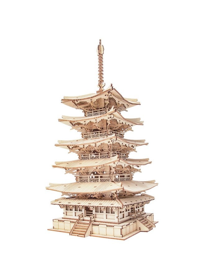 Rolife Rolife 3D Wooden Puzzles Temple Building Kit - 275PCS Japanese Five-storied Pagoda 13" Model Craft Kits for Adults/Boys/Girls - Image 1