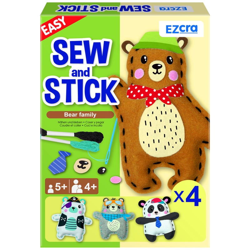 EZCRA Bear Animal Sewing Kit for Kids Ages 48 NoMess Felt Craft Projects 4 Easy Beginner LearntoSew Arts Crafts for Boys and Girls - Image 2