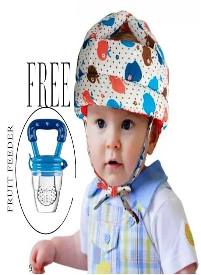 S-SQUARE Baby Helmet for Crawling Baby Head Protector - Head Protection for Infant tolder Baby Walking and Soft Cushion Safety Headguard + Baby Silicon Fruit Feeder (White) - Image 2