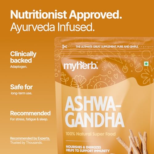 myherb مسحوق أشواغاندا العضوي النقي 100% من MYHERB || 227 جرام || ويثانيا سومنيفيرا || تركيبة أيورفيدا || دعم لحياة خالية من التوتر - للرجال والنساء - Image 5