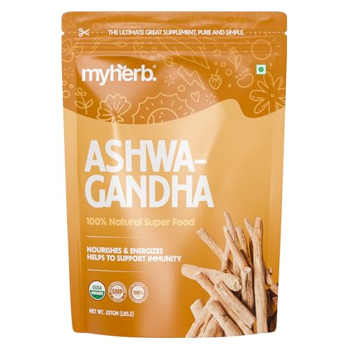 myherb مسحوق أشواغاندا العضوي النقي 100% من MYHERB || 227 جرام || ويثانيا سومنيفيرا || تركيبة أيورفيدا || دعم لحياة خالية من التوتر - للرجال والنساء - Image 1