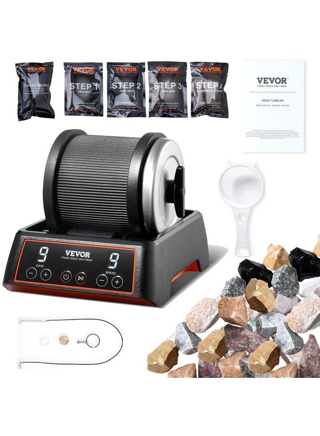 VEVOR VEVOR Rock Tumbler Kit, 2.5 lbs Rock Polishing Kit, 9 Speed Settings 9-Day Polishing Timer Stone Polishing Kit, Rock Polisher with Rough Gemstones and Polishing Grits, Rock Polisher for Adults Kids  - Image 1