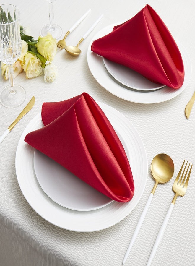 Counfeisly 100 Pack Square Satin Dinner Napkins, 20x20 Inches Silky Soft Smooth Table Cloth Napkins for Restaurant Weddings Banquet Party Decoration, Red - Image 2