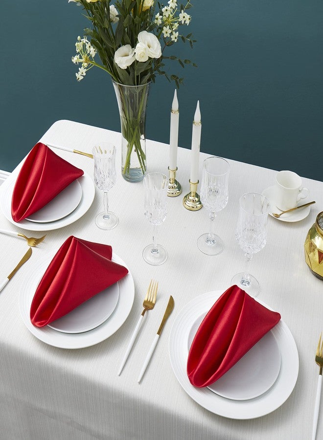 Counfeisly 100 Pack Square Satin Dinner Napkins, 20x20 Inches Silky Soft Smooth Table Cloth Napkins for Restaurant Weddings Banquet Party Decoration, Red - Image 3