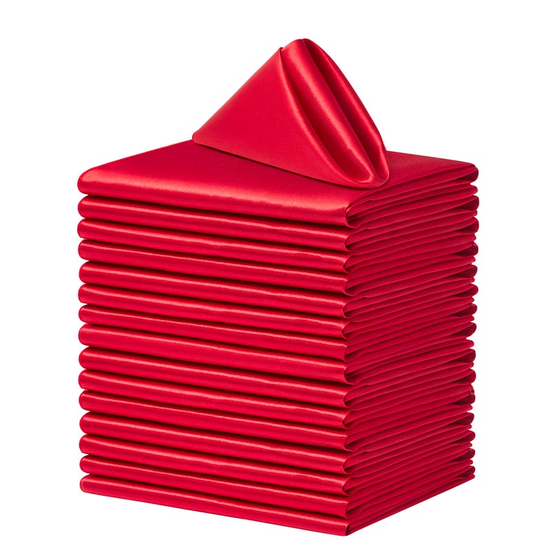 Counfeisly 100 Pack Square Satin Dinner Napkins, 20x20 Inches Silky Soft Smooth Table Cloth Napkins for Restaurant Weddings Banquet Party Decoration, Red - Image 1
