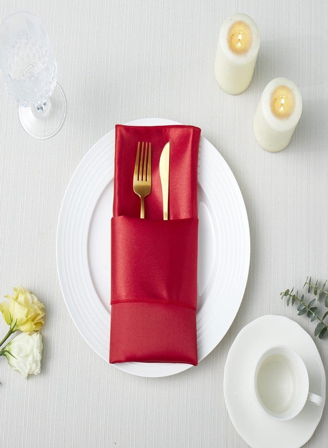 Counfeisly 100 Pack Square Satin Dinner Napkins, 20x20 Inches Silky Soft Smooth Table Cloth Napkins for Restaurant Weddings Banquet Party Decoration, Red - Image 4