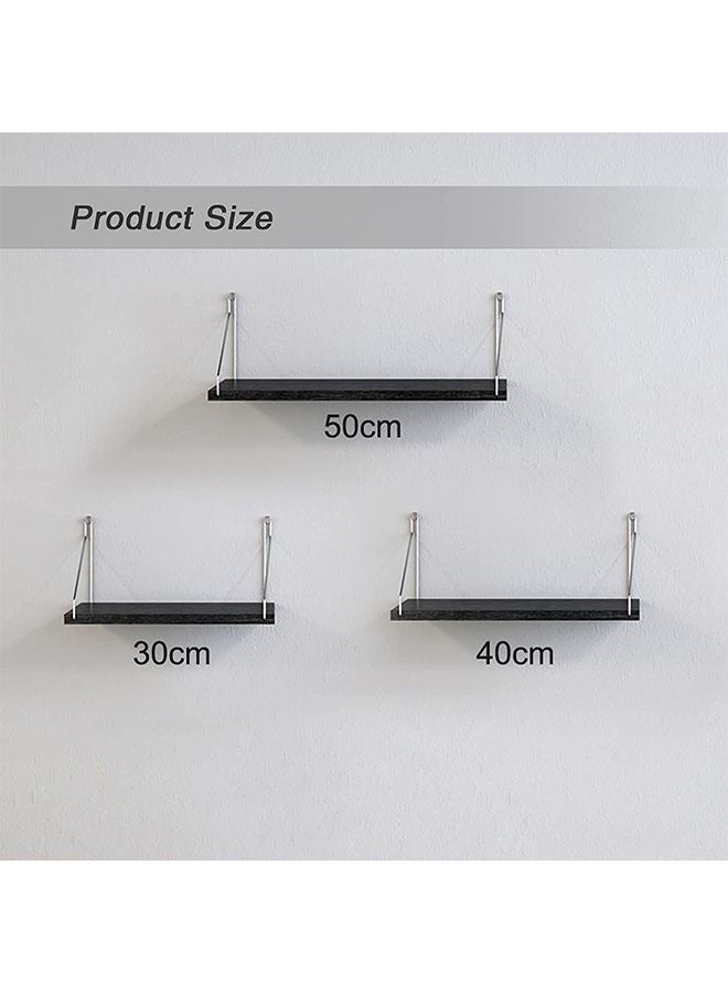 Bukela Floating Wall Shelves,Wall Decorative Corner Shelf,3 Pack Black Wall Shelf,Wall Mounted Wooden Shelf,Fashionable Home Decoration,Suitable for Bedroom/Living Room/Bathroom/Kitchen/Office(30+40+50cm) - Image 5