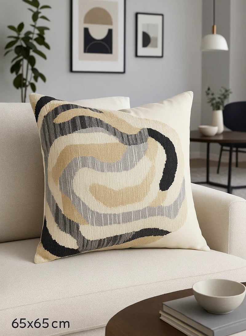 لوفت وسادة كابري مربعة بتصميم جرافيكي عصري، متعددة الألوان، بلمسة بوهو عصرية، قماش ناعم، مناسبة لغرفة المعيشة أو غرفة النوم أو الصالة أو المكتب، 65×65 سم - 607X-Q4