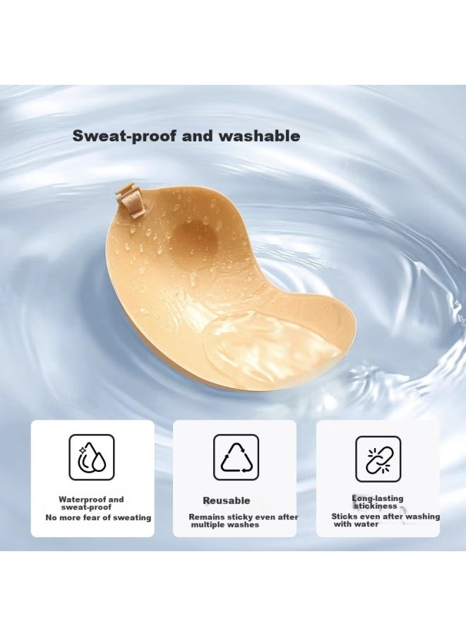 Madallo Women's Invisible Seamless Push-up Nipple Cover Anti-slip Breast Petals Strapless Bralette For Small Bust Wedding Dress Special Breast Stickers - Image 2
