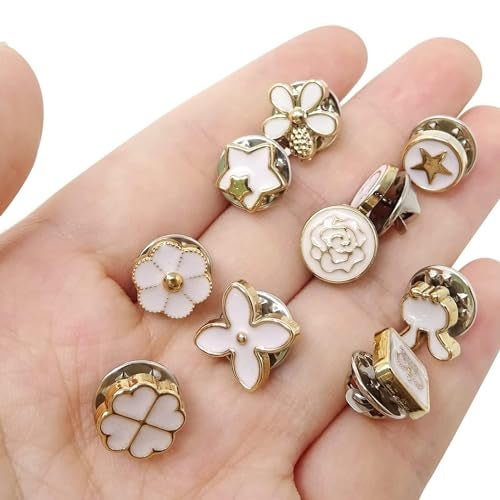 ARLICORPING 20Pcs Women Shirt Brooch Buttons Pearl No Sew Pins Instant Jeans Button Pins Women Shirt Safety Brooch (PK_J) - Image 5