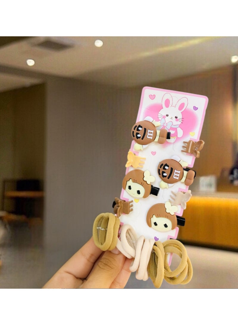 طقم إكسسوارات شعر يضم مشابك شعر و ربطات شعر مطاطية - Image 2