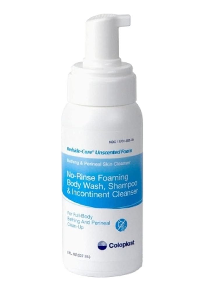 Coloplast Bedside-Care Unscented Foam Cleanser - 8 oz No-Rinse Body Wash, Shampoo & Incontinent Cleanser