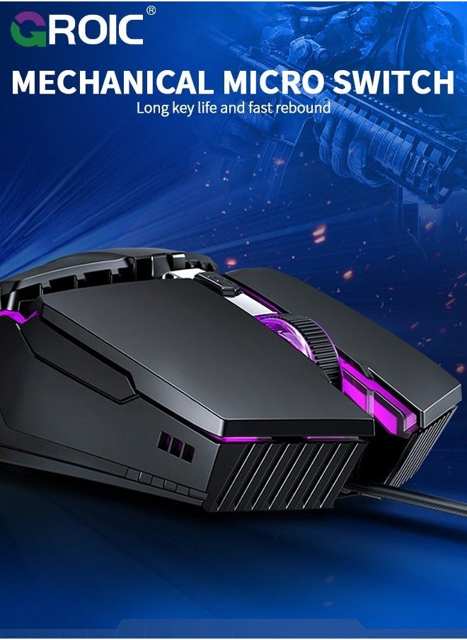 GROIC Mechanical Gaming Mouse Aggravated USB Chicken King Game Macro Definition Wired Luminous for Laptop Gamer Desktop Computer  - Image 3