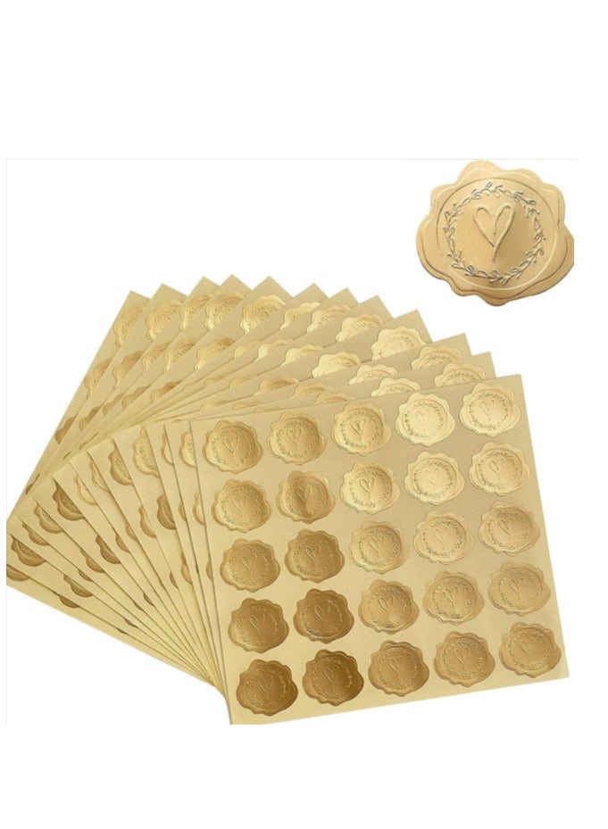 150 Pcs Gold Embossed Heart Envelope Seal Stickers, Wax Looking Wedding Envelope Sticker Seals Labels, Self-Adhesive Heart Stickers for Envelopes Sealing Party Invitations 6 Patterns - Image 2