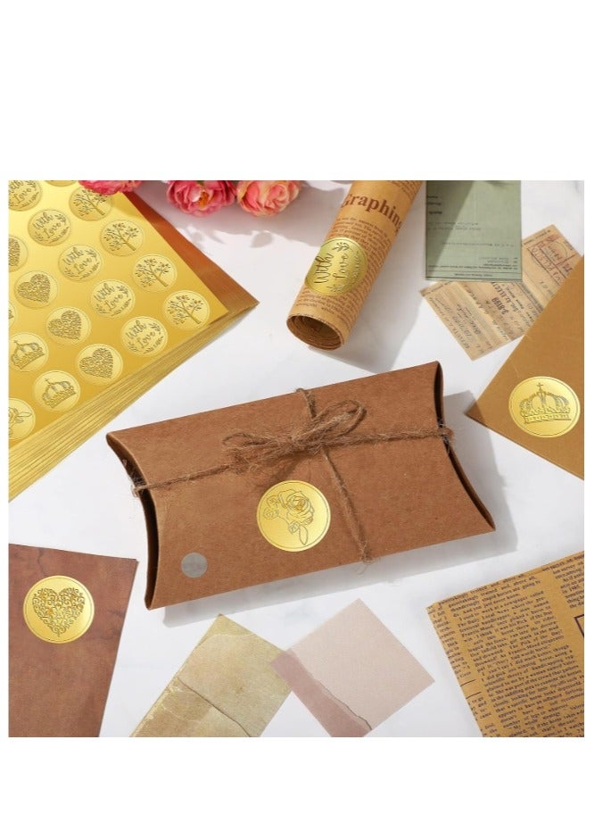 150 Pcs Gold Embossed Heart Envelope Seal Stickers, Wax Looking Wedding Envelope Sticker Seals Labels, Self-Adhesive Heart Stickers for Envelopes Sealing Party Invitations 6 Patterns - Image 3