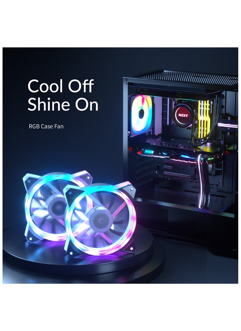 Generic Computer Radiator Cooling Fan Case Cooler With Non-adjustable RGB Light 12cm multicolour  - Image 1
