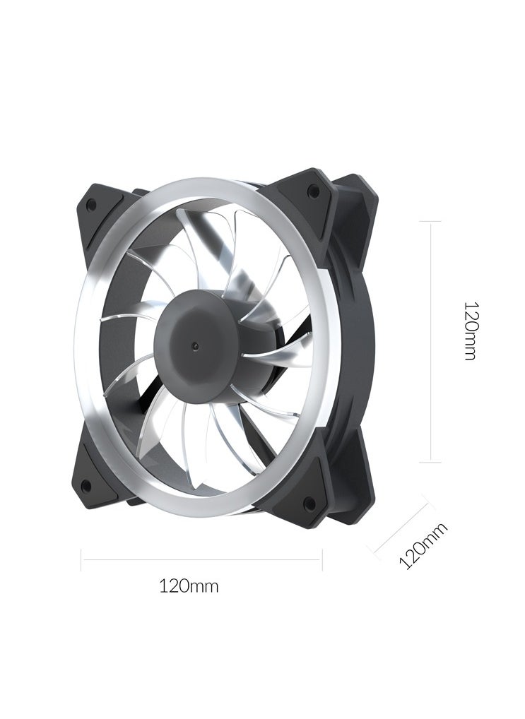 Generic Computer Radiator Cooling Fan Case Cooler With Non-adjustable RGB Light 12cm multicolour  - Image 5