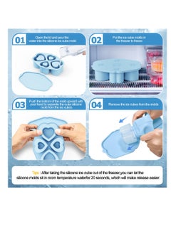 KASTWAVE 4-Cavity Ice Cube Tray for Stanley Cup, Silicone Hollow Heart Ice Mold with Lid for Freezer, Ice Drink, Juice, Whiskey, Cocktail,Perfect Compatible with Tumbler Cup 30 Oz, Blue  - Image 4