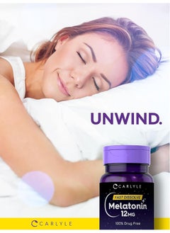 CARLYLE Melatonin 12 Mg Fast Dissolve 180 Tablets Nighttime Sleep Aid Natural Berry Flavor Vegetarian, Non-Gmo, Gluten Free  - Image 4