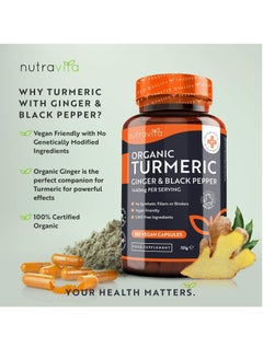 Nutravita Organic Turmeric Ginger And Black Pepper 180 Cap  - Image 2