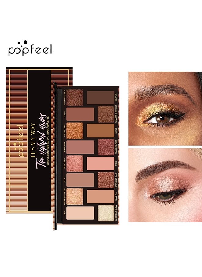 popfeel Complexion Inspired Eye Shadowpalette-Eyeshadow Palette Organic Eyeshadow 16 Colors Highly Pigmented Eyeshadow Metallic Colorful Eyeshadow Palette Long Lasting Nude Eyeshadow Shimmer Palette  - Image 1