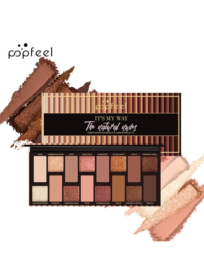 popfeel Complexion Inspired Eye Shadowpalette-Eyeshadow Palette Organic Eyeshadow 16 Colors Highly Pigmented Eyeshadow Metallic Colorful Eyeshadow Palette Long Lasting Nude Eyeshadow Shimmer Palette  - Image 2