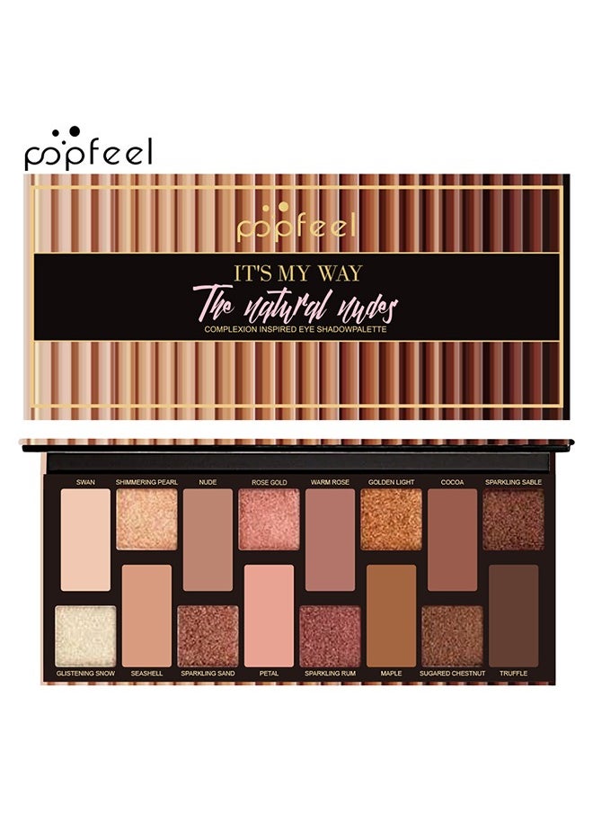 popfeel Complexion Inspired Eye Shadowpalette-Eyeshadow Palette Organic Eyeshadow 16 Colors Highly Pigmented Eyeshadow Metallic Colorful Eyeshadow Palette Long Lasting Nude Eyeshadow Shimmer Palette  - Image 3