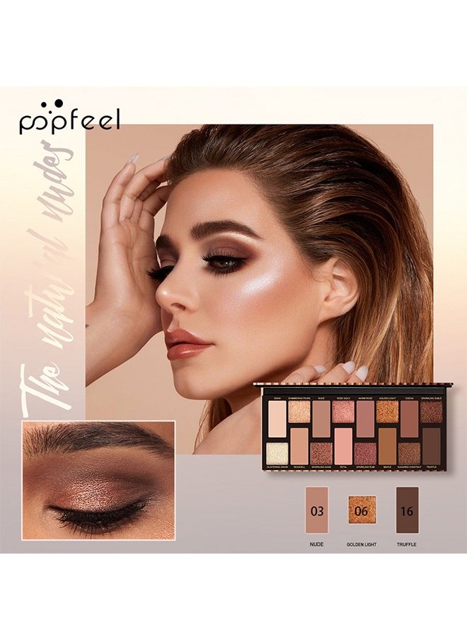 popfeel Complexion Inspired Eye Shadowpalette-Eyeshadow Palette Organic Eyeshadow 16 Colors Highly Pigmented Eyeshadow Metallic Colorful Eyeshadow Palette Long Lasting Nude Eyeshadow Shimmer Palette  - Image 4