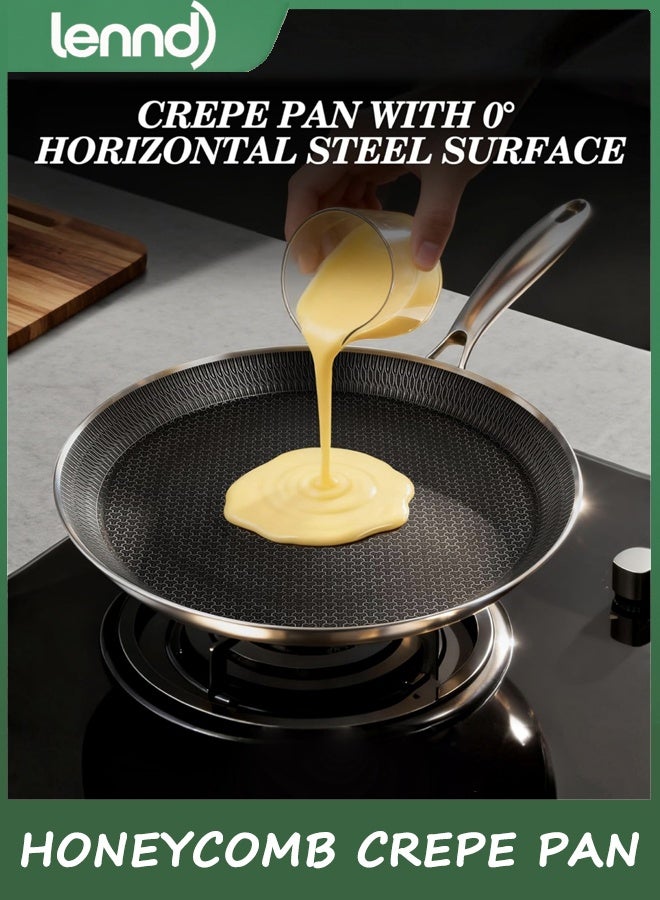 LENND Nonstick Crepe Pan, 26cm Stainless Steel Crepe Pan, Honeycomb Coating Flat Skillet Griddle Pan, PFOA Free, Induction Compatible - Image 5
