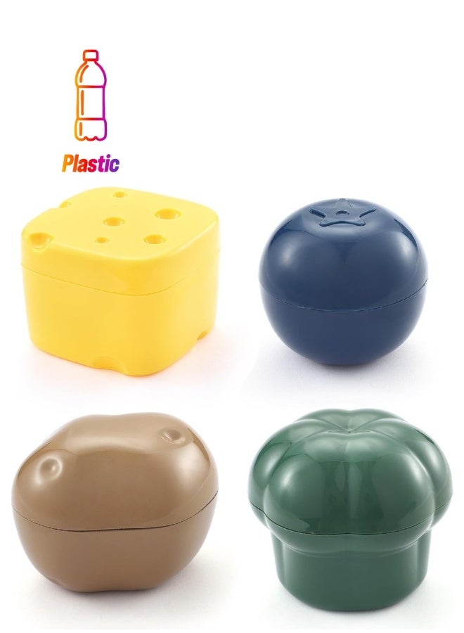 4 PCS Fruit and Vegetable Shaped Food Saver Storage Containers Holder Refrigerator Vegetable Crisper Reusable Refrigerator Box Storage Bowls Saver Blueberries Broccoli Cheese Potatoe - Image 1