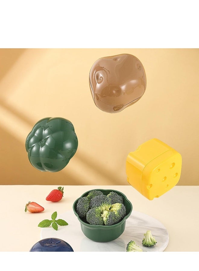 4 PCS Fruit and Vegetable Shaped Food Saver Storage Containers Holder Refrigerator Vegetable Crisper Reusable Refrigerator Box Storage Bowls Saver Blueberries Broccoli Cheese Potatoe - Image 2