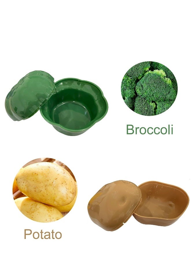 4 PCS Fruit and Vegetable Shaped Food Saver Storage Containers Holder Refrigerator Vegetable Crisper Reusable Refrigerator Box Storage Bowls Saver Blueberries Broccoli Cheese Potatoe - Image 4