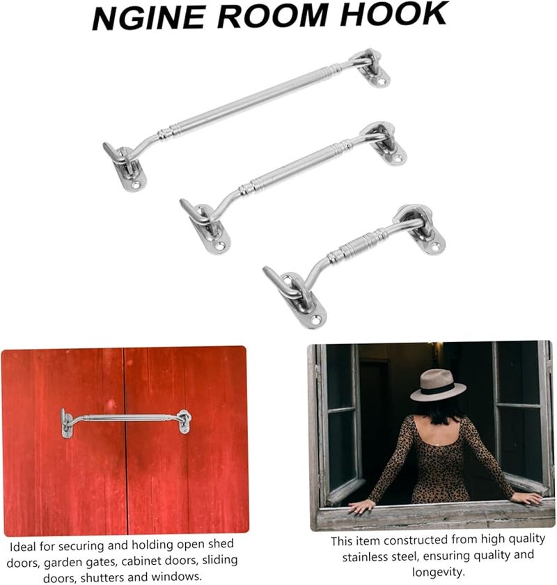 COHEALI 3Pcs Stainless Steel Heavy Duty Window Hooks Cabin Latch Lock for Indoor Outdoor Use - Image 3