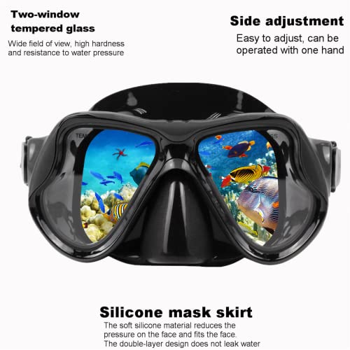 DIPUKI Snorkeling Gear for Adults Snorkel mask Set Scuba Diving mask Dry Snorkel Swimming Glasses Swim Dive mask Nose Cover Youth Diving (Black+red（2 Pack）) - Image 4