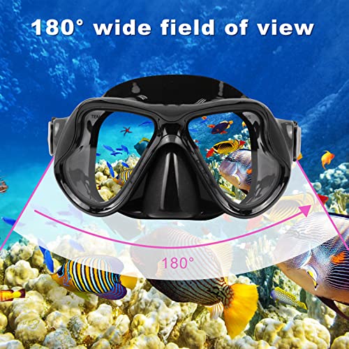 DIPUKI Snorkeling Gear for Adults Snorkel mask Set Scuba Diving mask Dry Snorkel Swimming Glasses Swim Dive mask Nose Cover Youth Diving (Black+red（2 Pack）) - Image 5