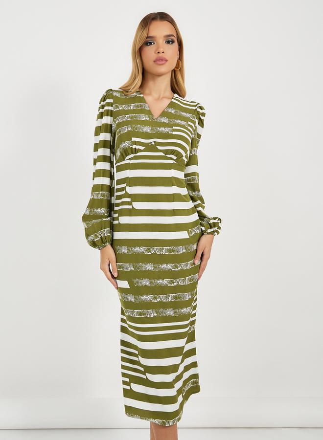 Styli Striped Midi Dress - Image 2