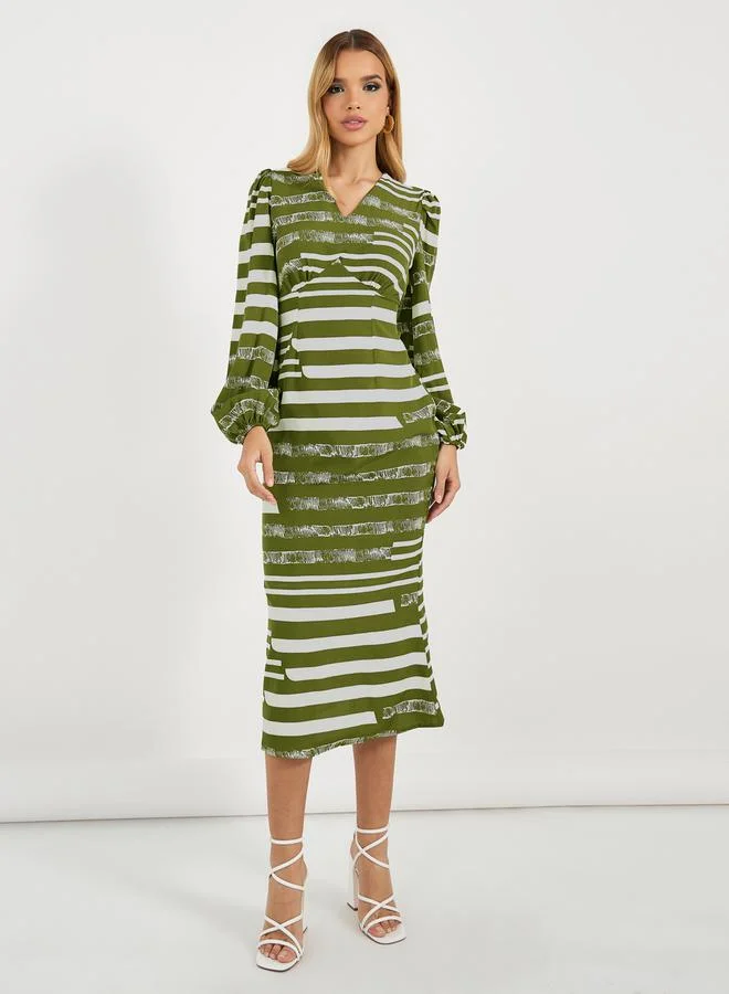 Styli Striped Midi Dress