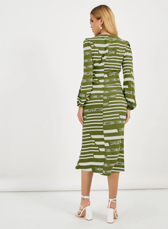 Styli Striped Midi Dress